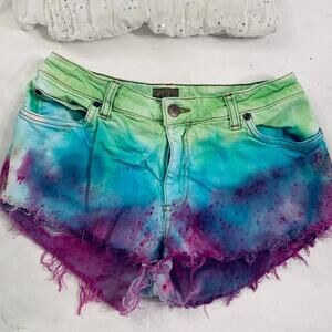 - CASLON TIE DYE STRETCH DENIM CUTOFFS SHORTS 6P